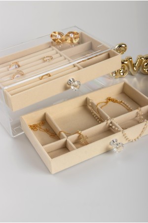 Porta Joia Acrílico de Luxo com 3 Gavetas/Divisórias - HS80367