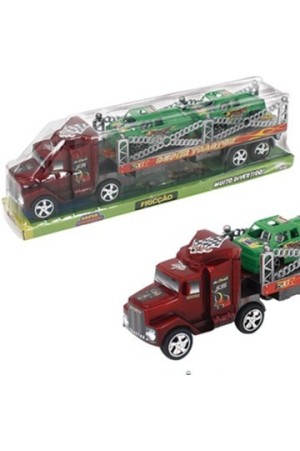 Brinquedo Caminhão Cegonehira a Fricção Pull Back Tractor-Vem Acompanhado Com 2 Carros Coloridos WBU2137