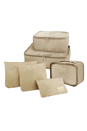 Kit De Organizadores de Malas de Viagem 6 Peças Bege Jacki Design