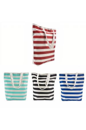 Bolsa Feminina Sacola Listrada 40Cm Grande Praia Compras