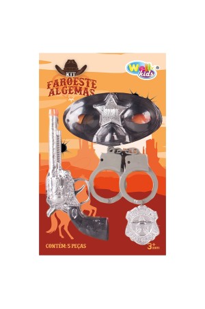 KIT FAROESTE XERIFE COM PISTOLA / REVOLVER + DISTINTIVO E ACESSORIOS NA CARTELA WELLKIDS