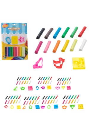 MASSINHA DE MODELAR COM 12 CORES + 3 MOLDES NA CARTELA WELLKIDS