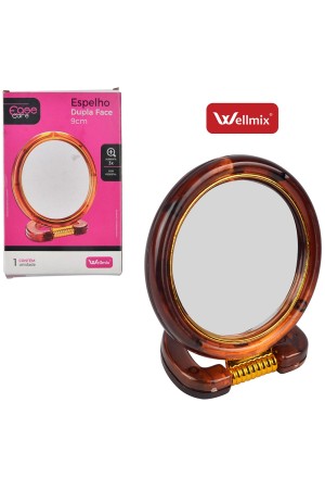 ESPELHO DE MESA REDONDO DUPLA FACE COM PEDESTAL E AUMENTO DE PLASTICO 9 CM WX2530