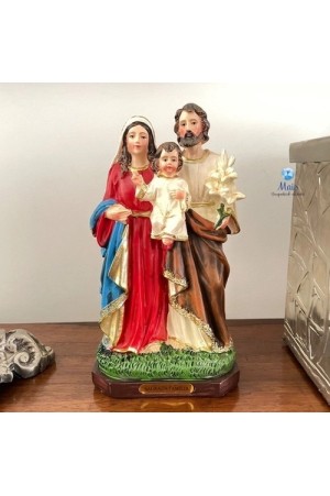 Imagem Católica Estátua Sagrada Família Em Resina Luxo 20cm
